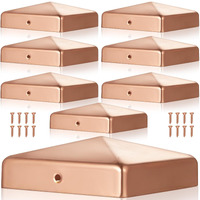 Tandefio 8 Pcs 4X4 Solid Copper Post Cap Fence Post Caps Pyramid Decking Caps With Screw For 4X4 (Actual 3.5X3.5'') Metal Wood Cedar Fence Deck Corridors Mailbox Posts End Cover
