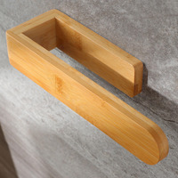 Taozun Towel Holder - Self Adhesive Bamboo Towel Rack  Decorative Natural Wooden Towel Rail For Bathroom  8 Inch Wall Mounted Towel Bar For Kitchen