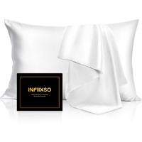 Infiixso Mulberry Silk Pillowcase For Hair And Skin  Silk Pillow Cases Standard Size Set Of 2 With Hidden Zipper 20X26 Inches  Ultra Smooth And Soft Cooling Pillow Cases For Hot Sleepers(White 2 Pack)