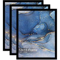 Fxojyvo 12X15 Picture Frame Set Of 3  Black Frame For 12 X 15 Inch Picture Poster Photo  Light Weight And High Transparent 12 By 15 Frame For Wall - 3 Pack/Black/12 X15