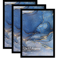 Fxojyvo 12X17 Picture Frame Set Of 3  Black Frame For 12 X 17 Inch Picture Poster Photo  Light Weight And High Transparent 12 By 17 Frame For Wall - 3 Pack/Black/12 X17