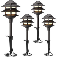 Goodsmann Landscape Lighting 4Pk Pathway Lights Low Voltage 2.2 Watt Led 12V Ac Landscape Lights 30 Lumen Warm White With Cable Connectors Metal Stakes 9122-21102-04A