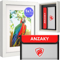 Anzaky Photo Picture Frame Diversion Safe With Fireproof & Waterproof Money Bag  Valuable Safe Storage  Home Safe  Mini Safe Box With Hidden Compartment To Shield Your Money  Cash  White 5""X7""