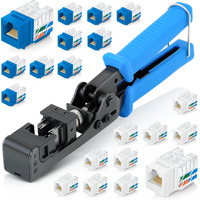 Everest Media Solutions Easyjack - 90 Angled Speed Termination Tool - With 10 Blue & 10 White Cat6 Keystone Jacks - Additional Jacks Are Available - (B087N7Qqd2)