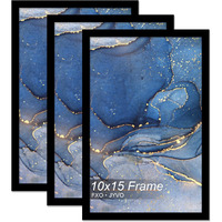 Fxojyvo 10X15 Picture Frame Set Of 3  Black Frame For 10 X 15 Inch Picture Poster Photo  Light Weight And High Transparent 10 By 15 Frame For Wall - 3 Pack/Black/10 X15