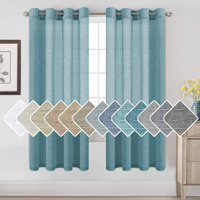 H.Versailtex Linen Curtains Privacy Protection Home Fashion Natural Linen Rich Quality Curtain Semi-Sheer Multi Size 52X72 - Inch/Nickel Grommet Top Linen Curtain Panels (Set Of 2  Turquoise)
