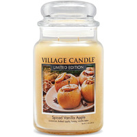 Village Candle Spiced Vanilla Apple  Large Glass Apothecary Jar Scented Candle  21.25 Oz  Ivory