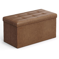 Songmics Storage Ottoman Bench  Foldable Ottoman Foot Rest  15 X 30 X 15 Inches  End Of Bed Bench  Storage Chest  Load Up To 660 Lb  For Living Room  Bedroom  Entryway  Coffee Brown Ulsf040K11