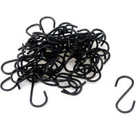 Meprotal 50Pcs S Hooks 1.7Inch  Black Mini Ornament Hooks Iron Hooks Hanger Small S Hooks For Hanging Jewelry Kitchenware Plants