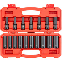Tekton 1/2 Inch Drive Deep 6-Point Impact Socket Set  17-Piece (8-24 Mm) | Sid92329