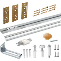 Bifold Door Hardware With Track  Bi-Fold Closet Door Hardware Repair Tool Kit  Included Top Guide Wheels  Top Pivot  Bottom Pivot  Spring  Metal Pivot Pin And Steel Track (36 Inch)