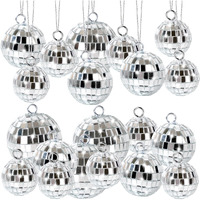 20 Pcs Mirror Disco Ball Hanging Ornaments Silver Glass Decor 70S Disco Party Decorations Ornament With Rope For Dance Birthday 70S Theme Party