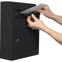 Durabox Wall Mount Locking Drop Box  Heavy Duty Steel Mailbox For Rent Payments  Mail  Keys  Cash  Checks - Safe Storage Dropbox For After Hours Deposits W500 (Black)