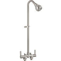 Aolemi Outdoor Shower Fixtures Outdoor Shower Kit Faucet System 3 Inch Center With Showerhead 2 Handle Exposed Shower With Brass Mix Valve Pipe Downward Without Soap Dish Brushed Nickel