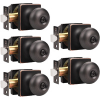 Gobekor 5 Pack Oil Rubbed Bronze Privacy Door Knobs Stainless Steel Keyless Interior Door Knob With Lock Bedroom Bathroom Round Door Knob