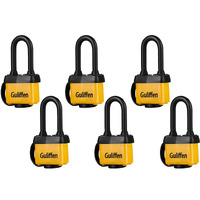 Guliffen Weatherproof Laminated Steel Locks With Keys 6 Pack Padlocks With Same Key For Outdoor Use