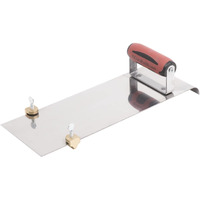 Marshalltown Stainless Steel Hand Edger With Adjustable Groover  Concrete  Curved  14 Inch By 5 Inch  1/2 Inch Edger Radius  1/2 Inch Bit Depth  Durasoft Handle  Made In The Usa  3489D