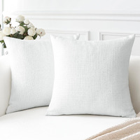 Otostar Linen Throw Pillow Covers Set Of 2 Decorative Square Pillowcases Cushion Covers 18X18 Inch For Home Decor Sofa Bedroom Car 45 X 45 Cm Pure White