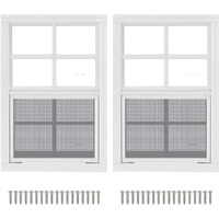 2 Pack 12"" X 18"" White Shed Window With Tempered Glass And Fiberglass Screen Household Sliding Windows With Screws For Shed  Chicken Coop  Playhouse  Garage And Barns