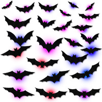 Halloween Led Bats Light Wall Stickers Glow In The Dark 3D Wall Decor For Home Decor Indoor Party Decorations (24  5 Sizes)