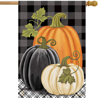 Checkered Pumpkins Autumn Fall House Flag 40"" X 28"" Briarwood Lane