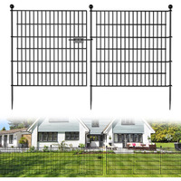 5 Panels No Dig Decorative Outdoor Garden Fence With Gate For Yard  32 In(H) X 11.8 Ft(L) Animal Barrier Fencing Rustproof Metal Wire Panel Border For Dog  Rabbits  And Patio Temporary Ground Stakes