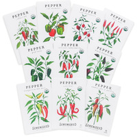 Sereniseed Certified Organic Hot Pepper Seeds (10-Pack) - Non Gmo  Open Pollinated - Jalapeo  Cal Wonder  Black Hungarian  Serrano  Thai Hot  Red Habanero  Poblano  Cayenne And More