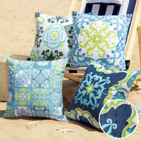 Phantoscope Set Of 4 Outdoor Waterproof Throw Pillow Covers Geometric  Decorative Boho Farmhouse Outdoor Pillows Cushion Case For Home Patio Furnitures Tent Sunbrella  Blue And Green 18X18 Inches