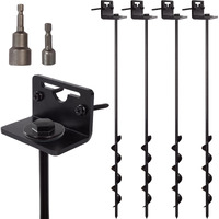 Vasgor 24  Mobile Home Anchors - Set Of 4 Ground Anchor Screw In With Brackets And Adapter For Drill - Earth Anchors - Storage Shed And Swing Anchor Kits