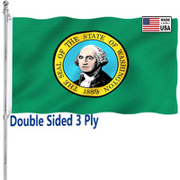 Washington State Flag 3X5 Ft Double Sided Outdoor Heavy Duty Wa State Flags 3 Ply With Durable Canvas Header And 2 Brass Grommets Vivid Colors