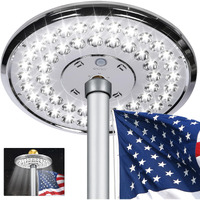 Aurolit Flagpole Light Solar Powered  Auro 4 Silver Flag Pole Light 48 Large Led For 15-25 Ft Poles 12 Hour Dusk To Dawn Auto On/Off  Spectacular Aurora Lighting On Outdoor Pole Top