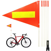 Uelfbaby Bike Flag With Pole For Safety 6 Ft Heavy Duty Fiberglass Pole Polyester Full Color Tear-Resistant Waterproof Orange Flag Double-Sided Reflective Flag Bicycle Flag