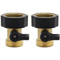 Twinkle Star Heavy Duty Brass Shut Off Valve Garden Hose Connector  Set Of 2  Twis3001