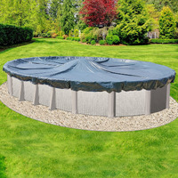 Dohenys Commercial-Grade Winter Pool Covers For Above Ground Pools | Featuring Exclusive Tear Resistant Weave | The Best Winter Covers For Le$$! (12' X 18' Oval  Economy - 4 Yr.)