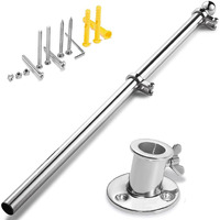 Zomchain Marine Flag Pole With Base  Flag Pole Holder  316 Stainless Steel Flag Pole Set For Boat  Yacht  Truck And Yard - Flag Pole 30 Inch