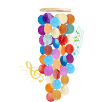 Wind Chimes For Outside - Handcrafted Rainbow Capiz Shells Windchime Coastal Style Decor For Indoor/Outdoors  Garden Decor  Great For Women  Wind Chimes Lovers And More