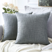 Otostar Linen Throw Pillow Covers Set Of 2 Decorative Square Pillowcases Cushion Covers 28X28 Inch For Home Decor Sofa Bedroom Car 70 X 70 Cm Dark Grey