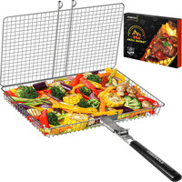Cebervice Grill Basket Extra Large  Sus304 Stainless Steel  Portable Folding Bbq Camping Grilling Rack For Fish  Vegetables  Shrimp  Barbeque Griller Cooking Accessories  Grilling Gifts For Men  Dad