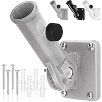 Flag Pole Holder  Outside House Flag Pole Bracket  Heavy Duty Metal Flag Mount  Aluminum Alloy Mounting Brackets  Outdoor Adjustable Flag Holder- Strong Rust Free  Multi-Position 1 Inch Silver