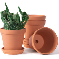 6 Inch Clay Pots For Plants With Saucer  Large Terra Cotta Plant Pots With Drainage Hole  Flower Pots With Tray  Terracotta Pots For Indoor Outdoor Plant - Pack Of 4 Planters