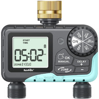 Rainpoint Water Timer For Garden Hose - Sprinkler Timer With Brass Swivel - Rain Delay/Manual Watering/Automatic Irrigation Controller System Hose Timer Programmable Faucet Timer For Yard  2 Outlet