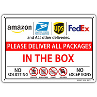 Please Deliver All Packages In The Box  Package Delivery Sign - Metal Aluminum Rust Free - 7"" X 9.8"" Pre-Drilled Holes  Weather Resistant