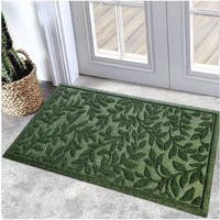 Bulijojo Outdoor Indoor Entrance Doormats Durable Heavy Duty Welcome Mat Thick Absorbent Natural Rubber Non Slip Mat Easy Clean Entryway Rug 17X30 Inch Leaves Green