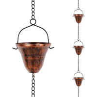 Dreamysoul Copper Rain Chains For Outside  10.43Ft With 12 Cups Rain Catcher Chains For Downspout Gutters  Eaves Drainage