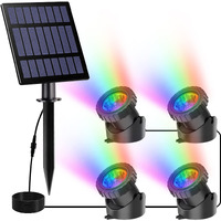 Crepow Solar Pond Lights Super Bright Rgb Led Underwater Spotlights Color Changing Submersible Pond Lights Ip68 Waterproof Fountain Lights For Fish Aquarium Tank Garden Yard Pool (4-In-1)