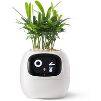 Plantsio Smart Pet Planter Robot Guidance On Plant Care With Emojis  Adorable Plant Companion With Rich Gesture Interaction  Neat Desk Setup Gift (White)