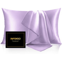Infiixso Mulberry Silk Pillowcase For Hair And Skin  Silk Pillow Cases Standard Size Set Of 2 With Hidden Zipper 20""X26""  Ultra Smooth And Soft Cooling Pillow Cases For Hot Sleepers(Lavender 2 Pack)