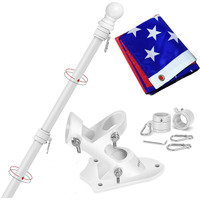 Yeesun Flag Pole For House With 3X5 American Flag  6 Ft Wall Mount Flag Pole With Bracket For Home Porch Outdoor Deco.Residential Or Commerical Tangle Free Flag Pole Kit (White)