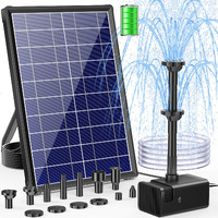 Poposoap Solar Fountain Pump With 3000Mah Battery Backup  8W Solar Powered Bird Bath Fountain With Dry-Run Protection & Double-Layer Nozzles 5Ft Tubing For Pond  Bird Bath  Backyard Water Feature