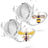 Tea Infusers For Loose Tea 2 Pcs Teasanavie Tea Ball Handmade Honey Bee Tea Strainers For Loose Tea  Tea Infuser With Bee Charm Pendant Loose Leaf Tea Steeper